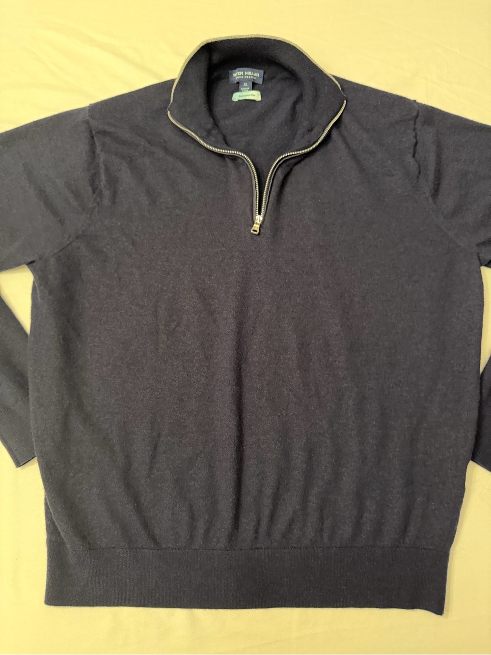 Peter Millar Navy Quarter-Zip Sweater